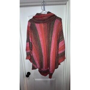 Telluride Clothing Co Womens S M Striped Cowl Neck Poncho Sweater Boho